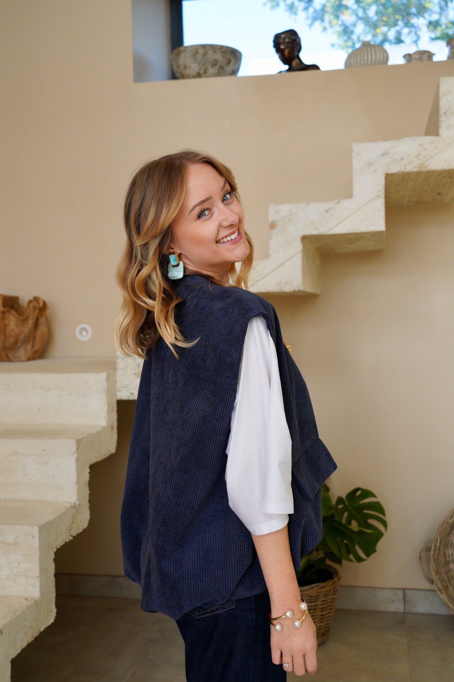 Gilet Impérial en velours - Marine