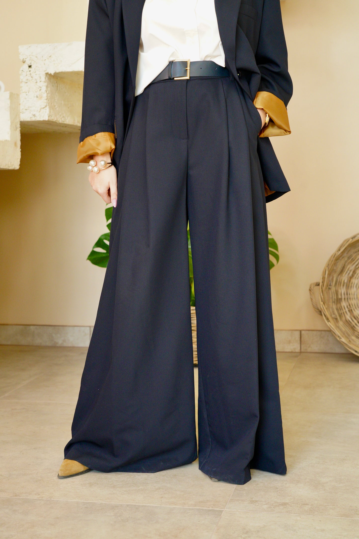 Pantalon palazzo Impérial - Bleu Marine