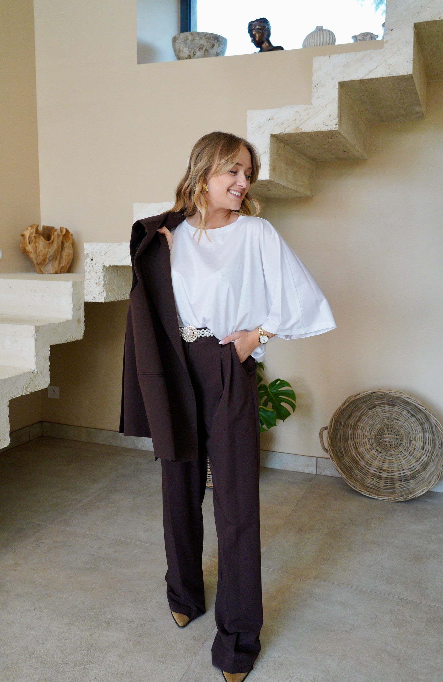 Pantalon droit Impérial - Marron - Modèle Gabriel