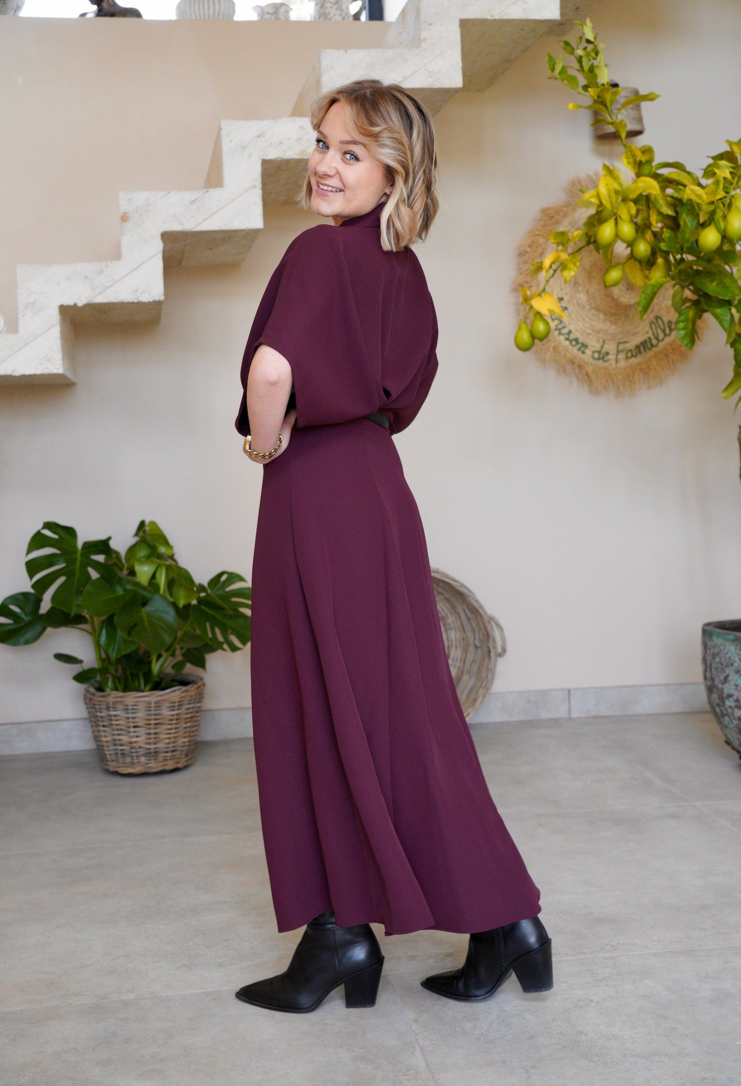 Robe longue Impérial - Bordeaux - Modèle Marine